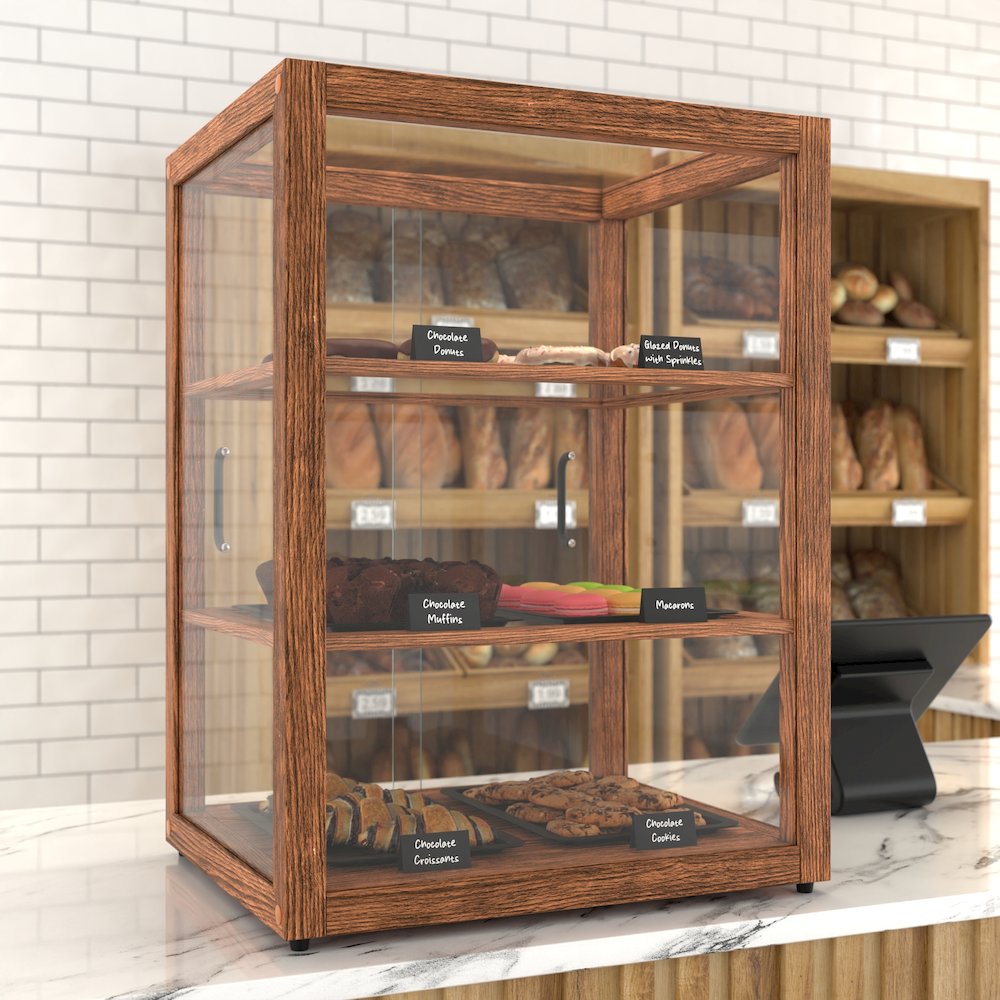 21 In. Artisan Upright Dark Wooden Bakery Display Case 3.5 Cu. ft.. Picture 4