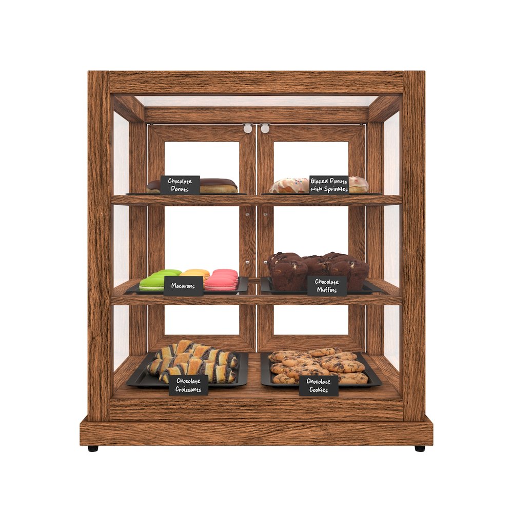 25 In. Artisan Wooden Bakery Display Upright Case 4 Cu ft, Dark color. Picture 2