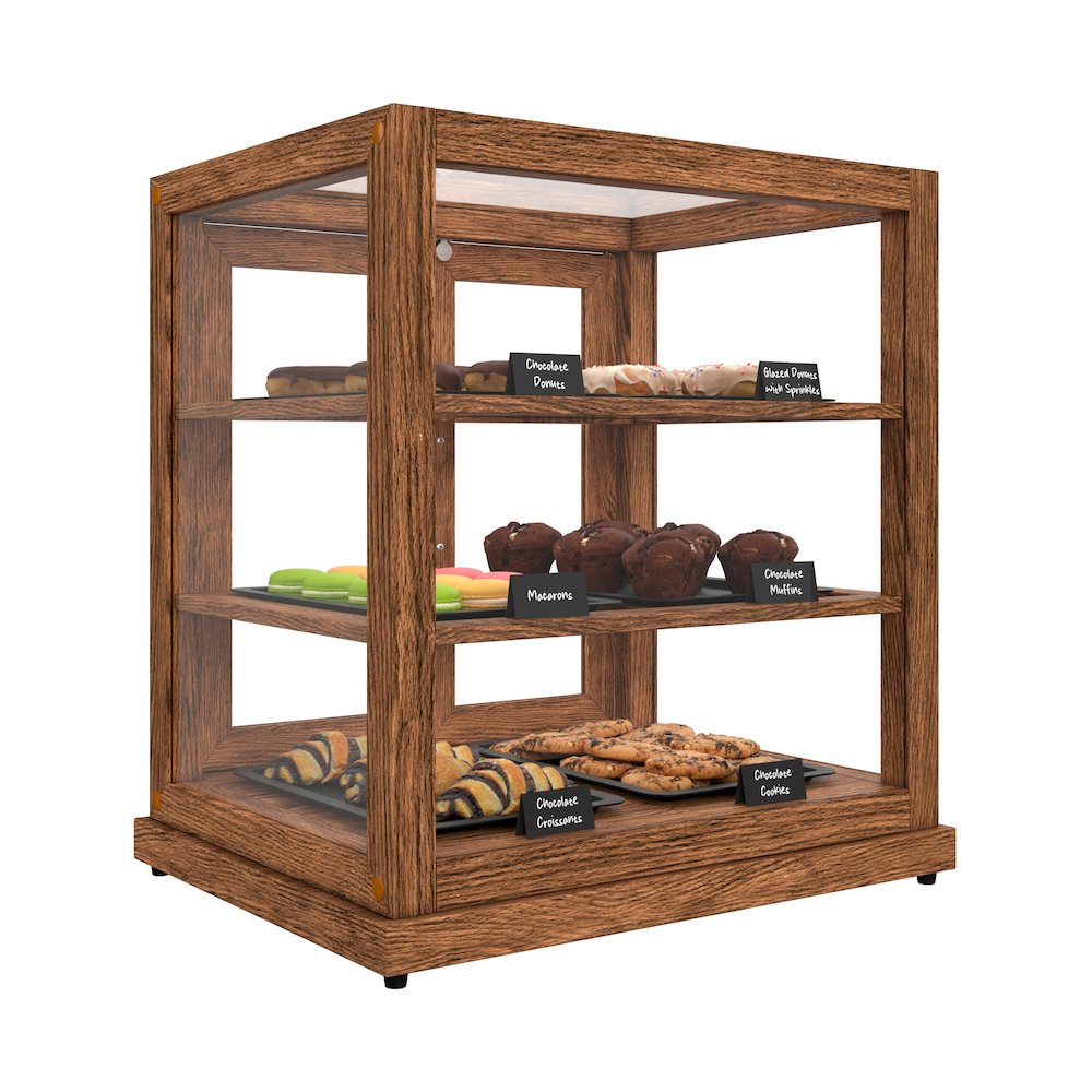 25 In. Artisan Wooden Bakery Display Upright Case 4 Cu ft, Dark color. Picture 5