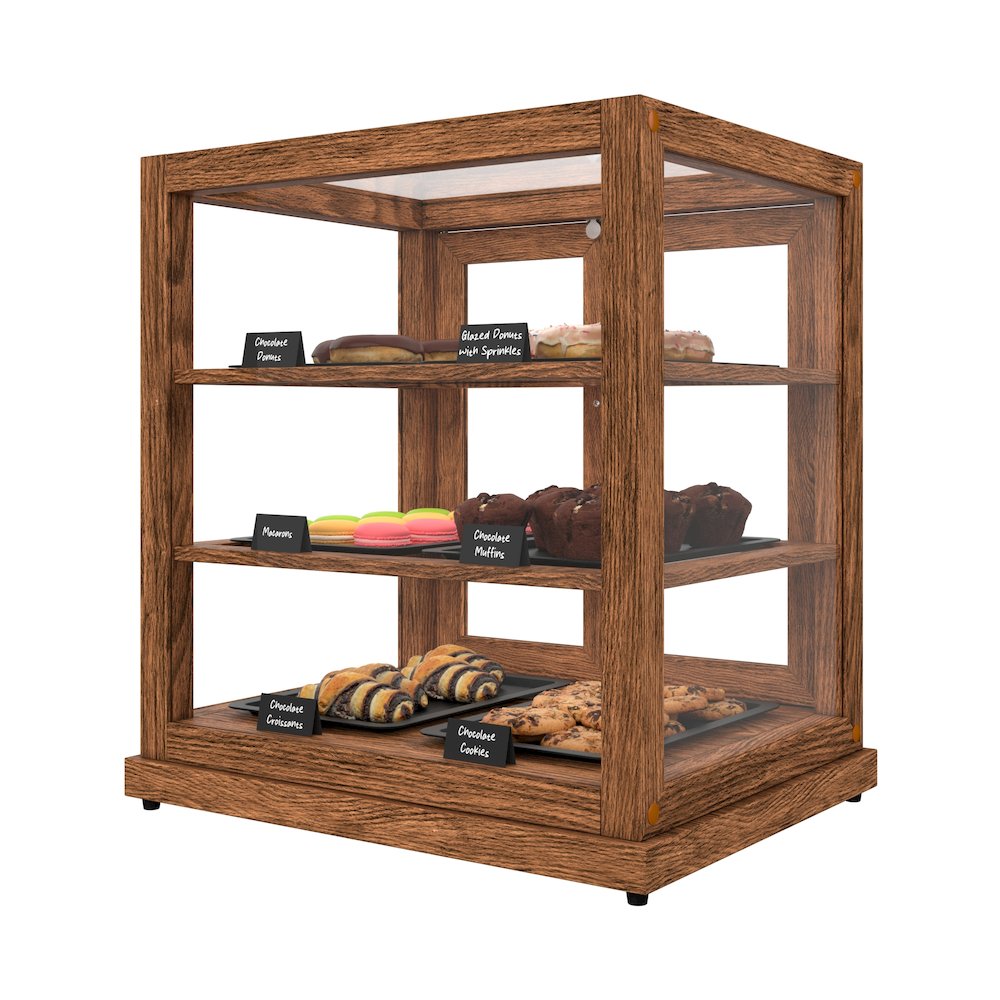 25 In. Artisan Wooden Bakery Display Upright Case 4 Cu ft, Dark color. Picture 6