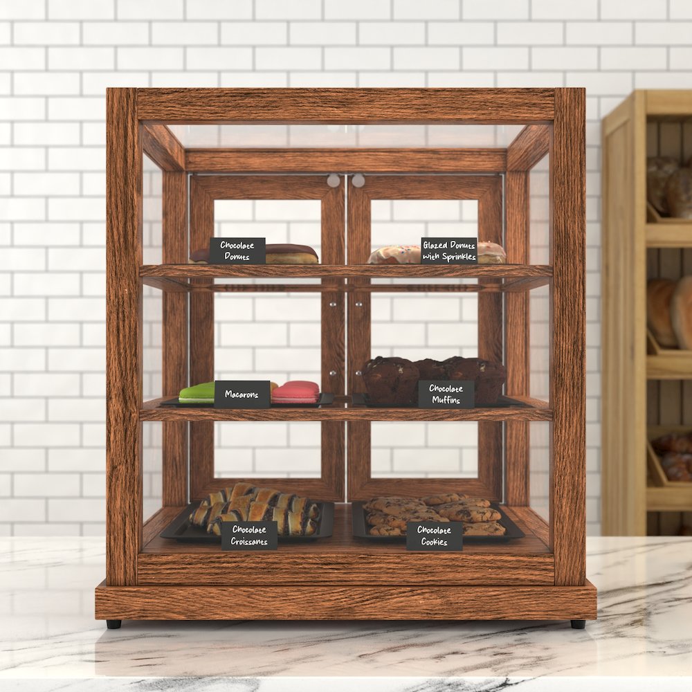 25 In. Artisan Wooden Bakery Display Upright Case 4 Cu ft, Dark color. Picture 3