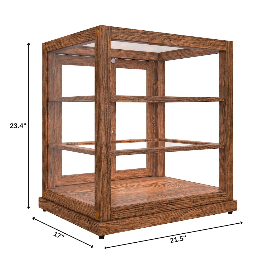 25 In. Artisan Wooden Bakery Display Upright Case 4 Cu ft, Dark color. Picture 1