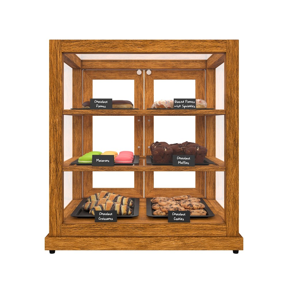 25 In. Artisan Wooden Bakery Display Upright Case 4 Cu ft, light color. Picture 2