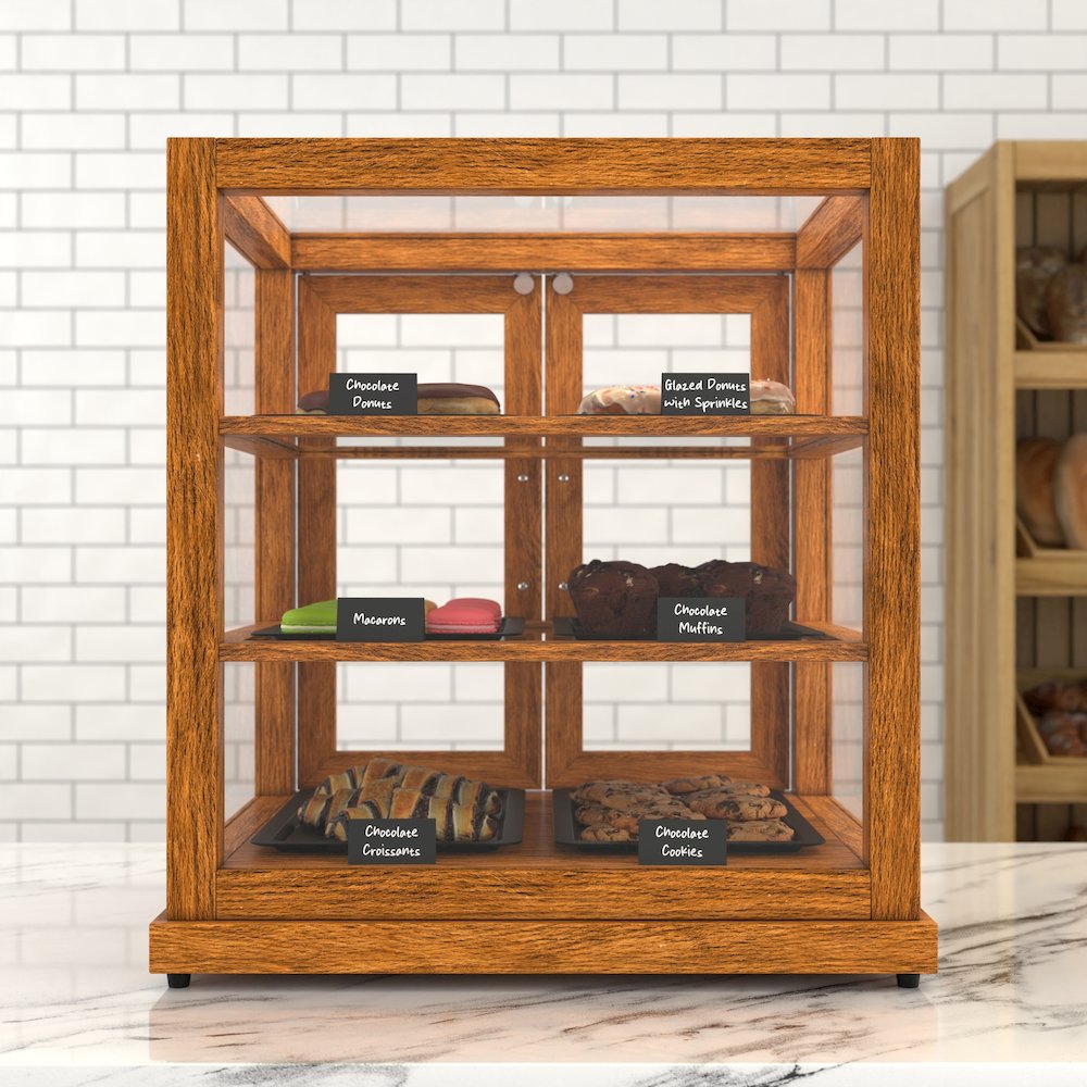 25 In. Artisan Wooden Bakery Display Upright Case 4 Cu ft, light color. Picture 3