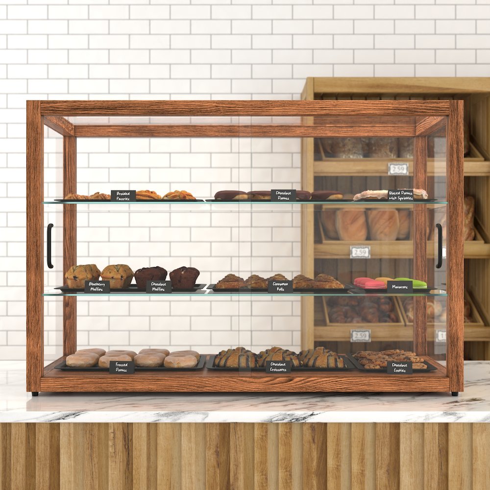 42 In. Artisan Horizontal Dark Wooden Bakery Display Case 8 Cu. ft.. Picture 3