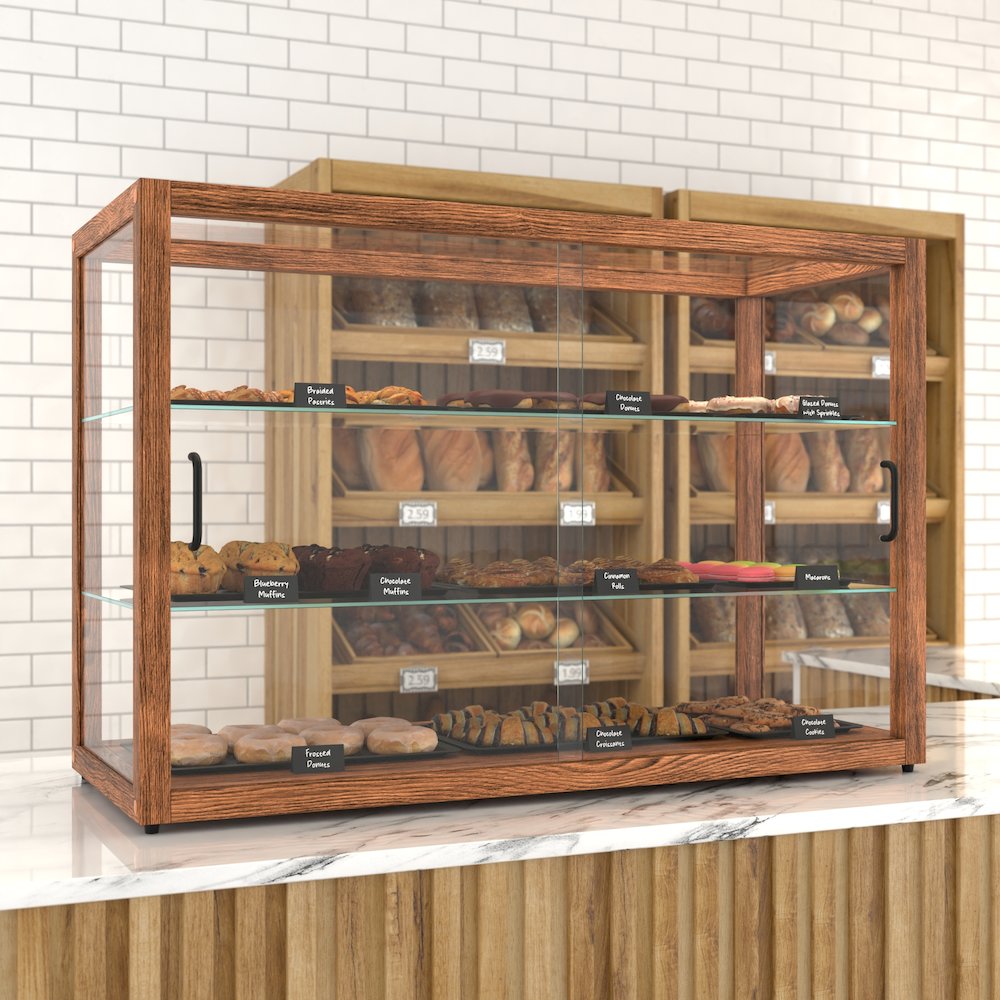 42 In. Artisan Horizontal Dark Wooden Bakery Display Case 8 Cu. ft.. Picture 4