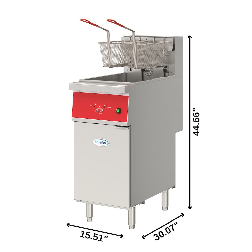 40 lb. Commercial Electric Floor Deep Fryer, 240V 3-Phase in Stainless-Steel. Picture 1