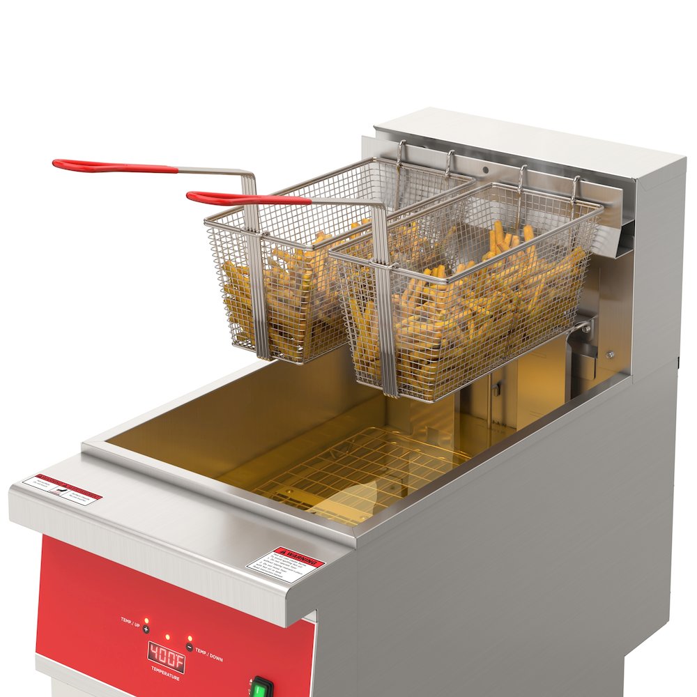 40 lb. Commercial Electric Floor Deep Fryer, 240V 3-Phase in Stainless-Steel. Picture 7