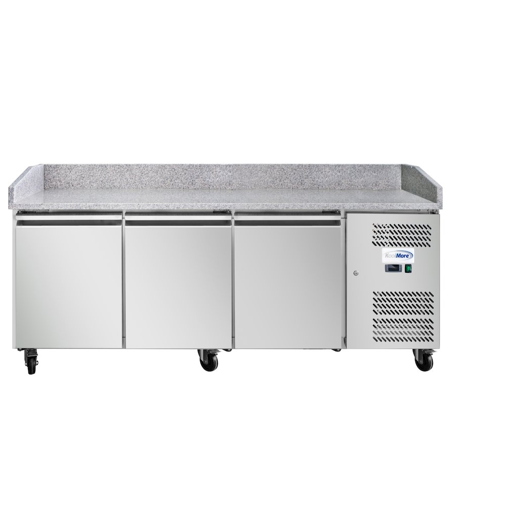 79 in. Three-Door Granite Top Refrigerated Pizza Prep Counter in Stainless-Steel. Picture 2