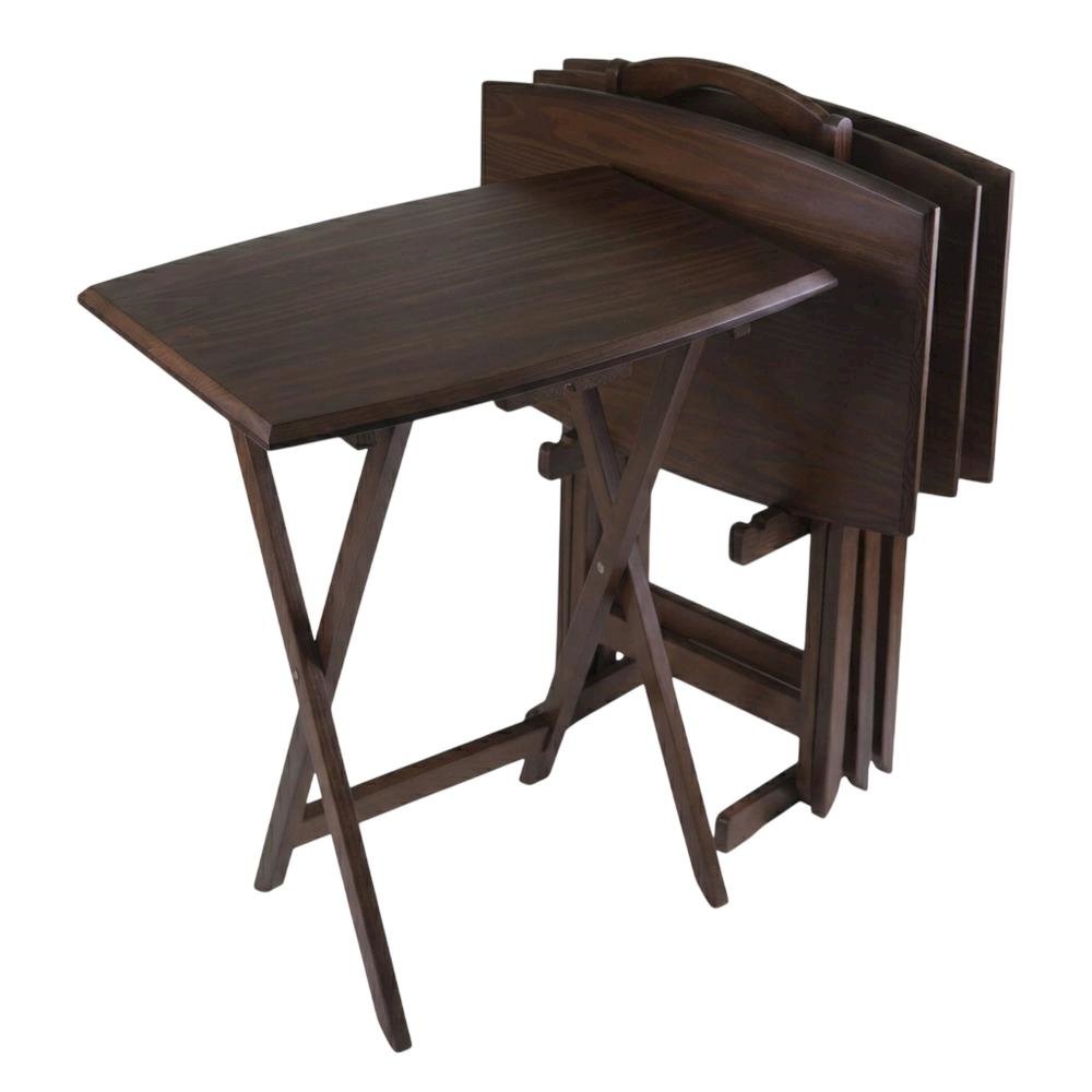 TV Table Set in Walnut Finish with Durable Material and Elegant Design. Picture 1