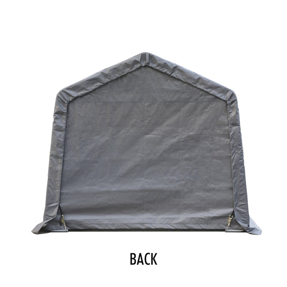 Portable Garden Shed 8'x8'x7'(H), Peak Roof, Gray Cover. Picture 2