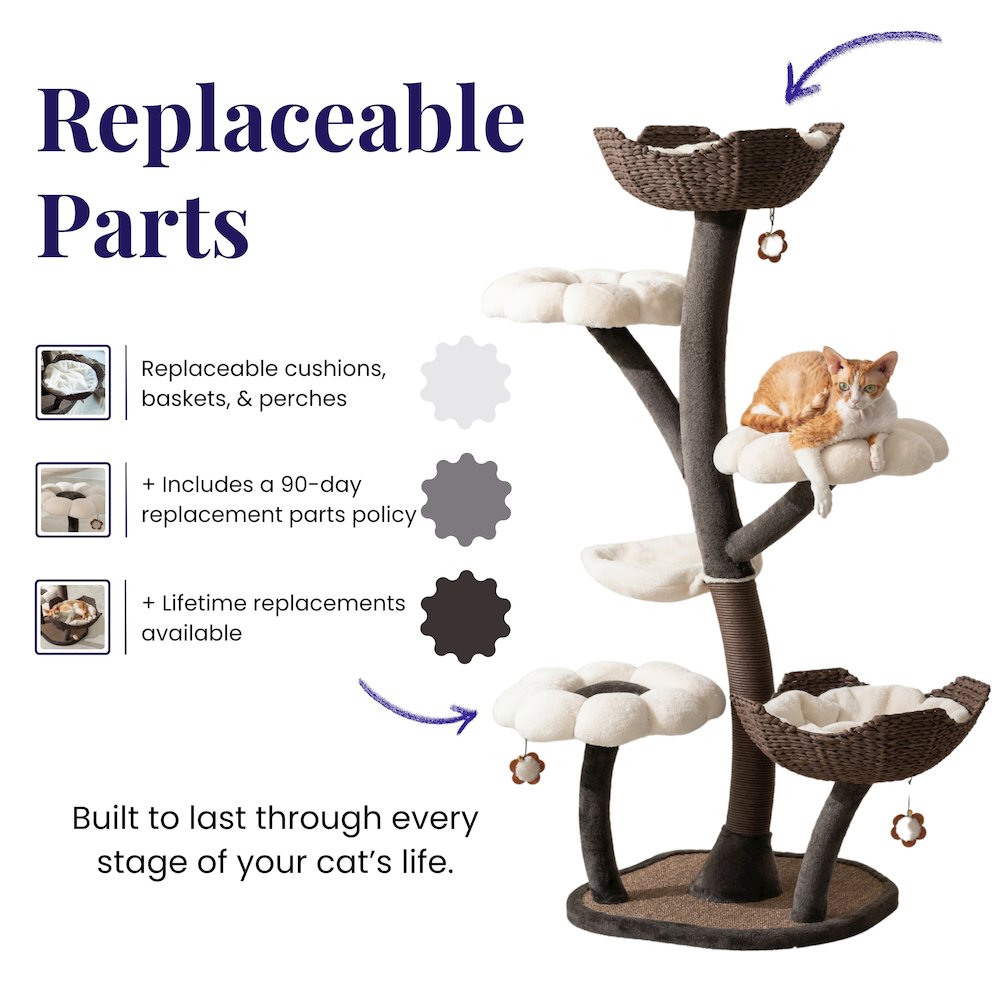 Blossom 6-Level 59" Cat Tree with Replaceable Parts, Washable Beds. Picture 3