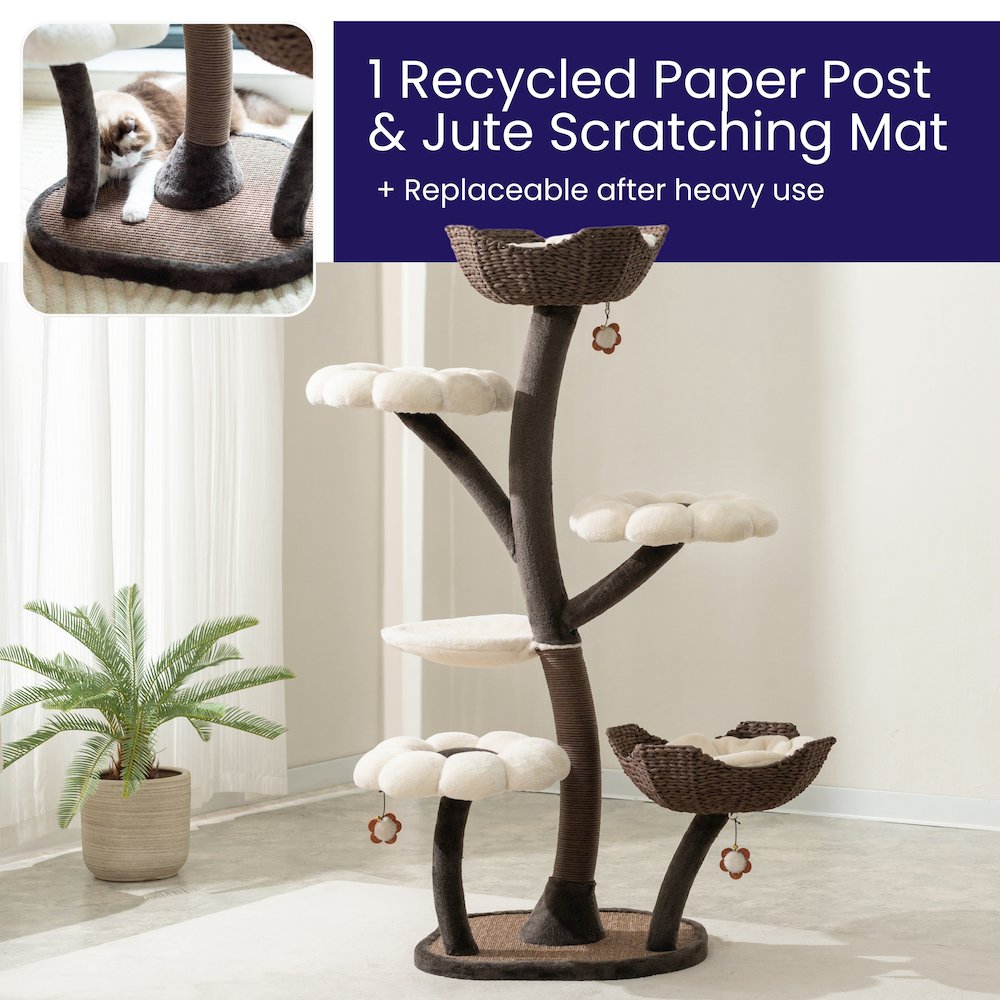 Blossom 6-Level 59" Cat Tree with Replaceable Parts, Washable Beds. Picture 5