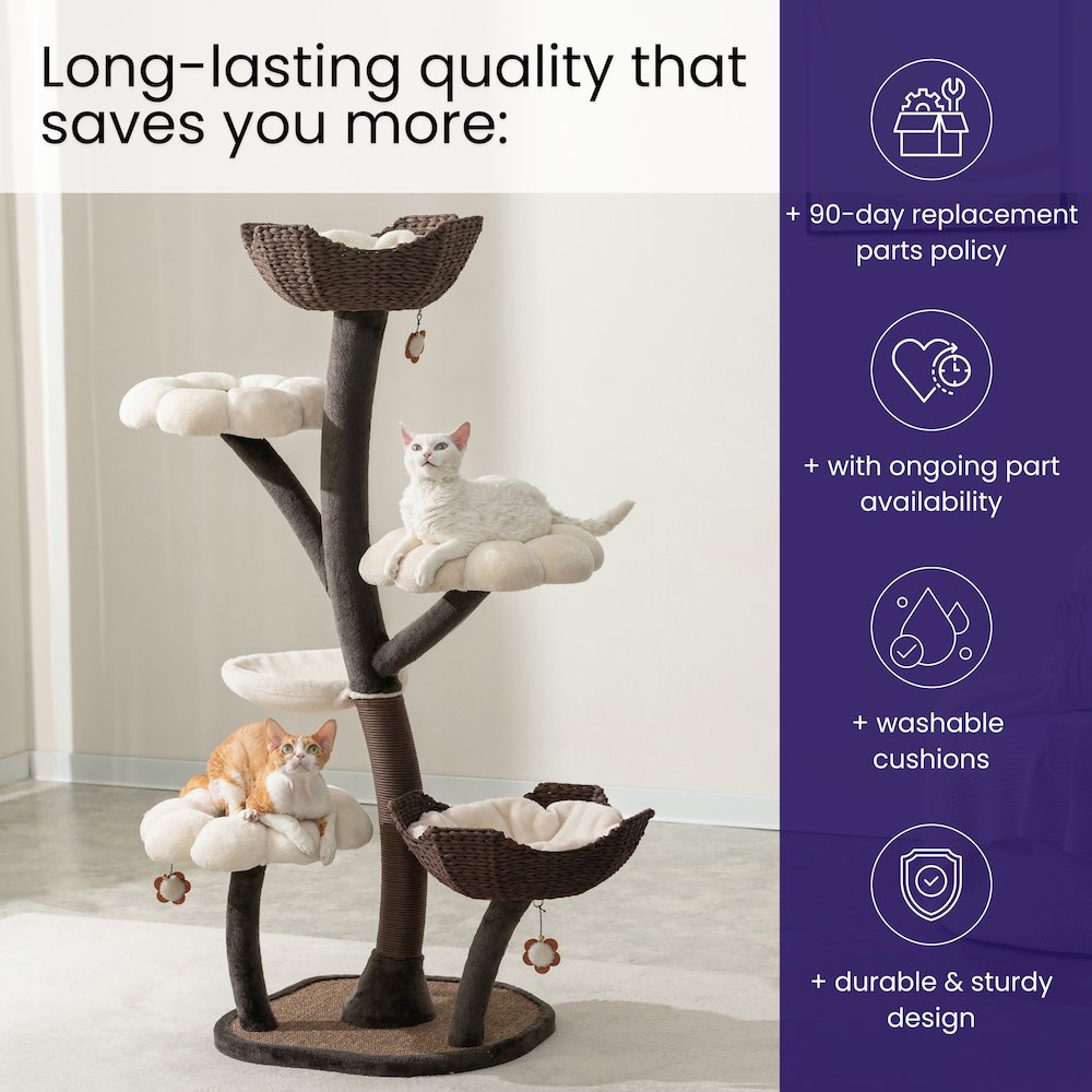 Blossom 6-Level 59" Cat Tree with Replaceable Parts, Washable Beds. Picture 8