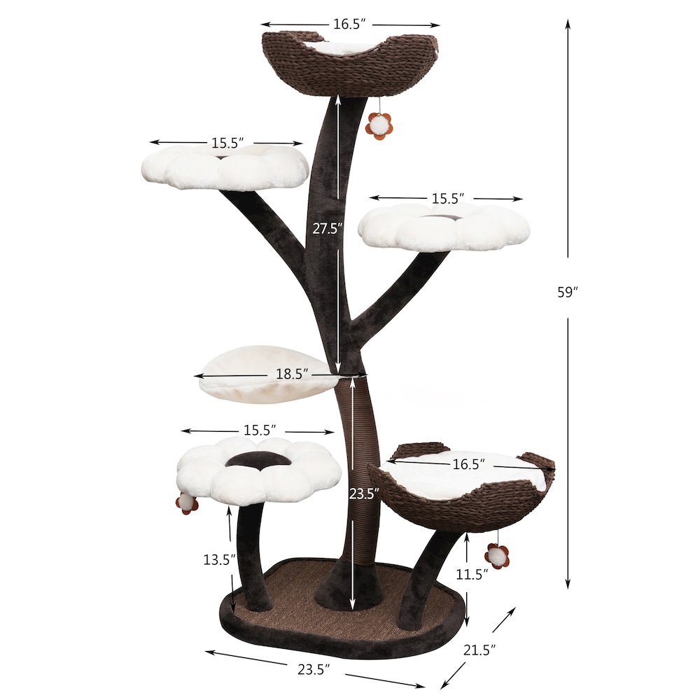 Blossom 6-Level 59" Cat Tree with Replaceable Parts, Washable Beds. Picture 2