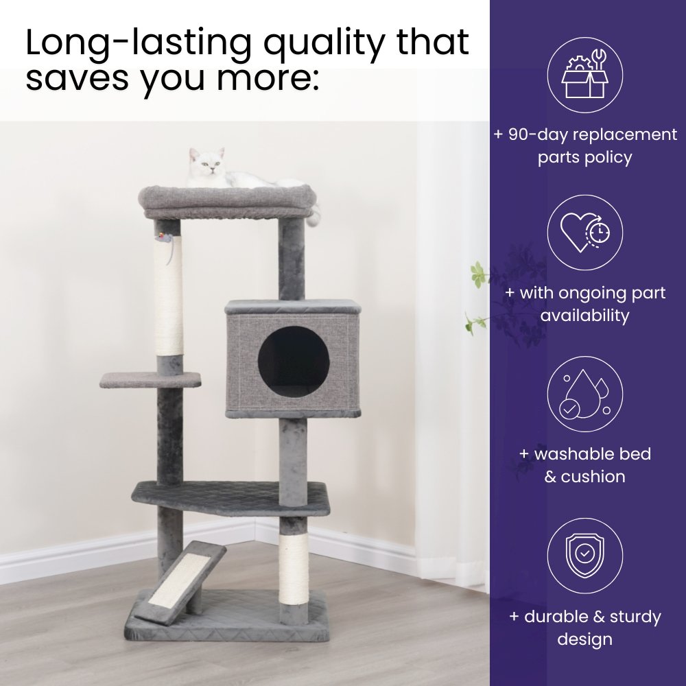 4-Level 49" Linen & Plush Cat Tree with Natural Sisal Scratchers, Spacious Condo. Picture 8