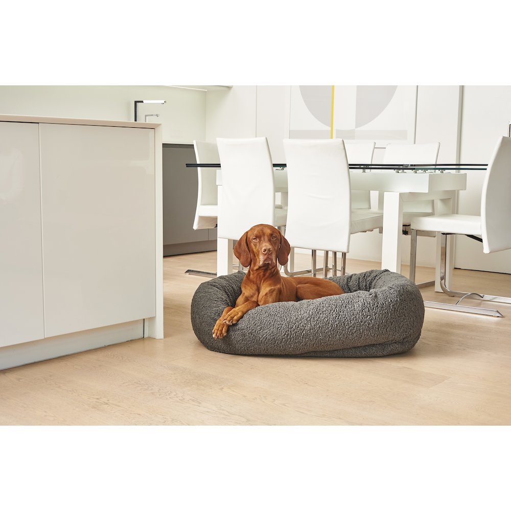 Donut Bed For Dogs in Chocolate Bones Fabric Finish Size - MED. Picture 3