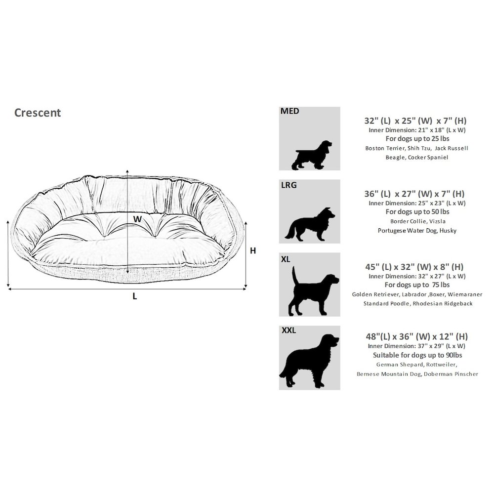 Crescent Bed For Dogs in Herringbone Fabric Finish Size - MED. Picture 2