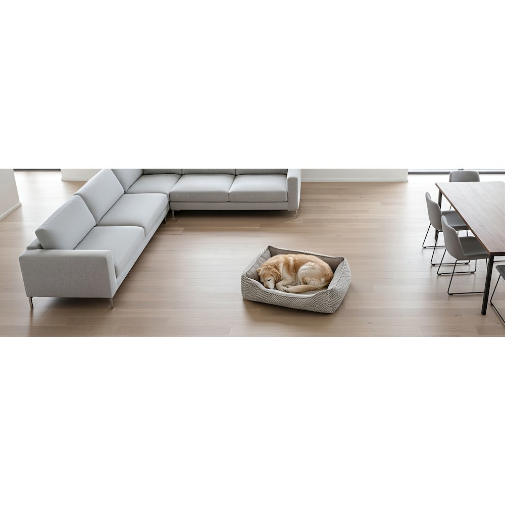 Oslo Ortho Bed For Dogs in Winter White Fabric Finish Size - SML. Picture 2