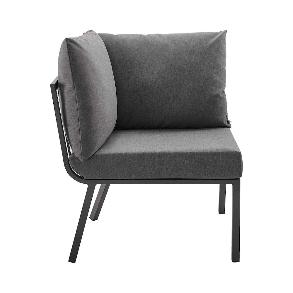 Outdoor Patio Aluminum Corner Chair With Cushioned Seat And Armrests. Picture 4
