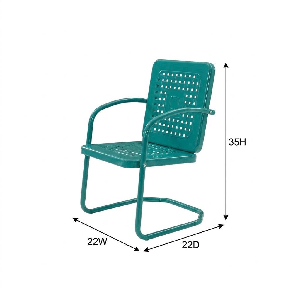 Turquoise Outdoor Chair Set with 2 Armchairs, Lightweight & Anti-Tip Hardware. Picture 8