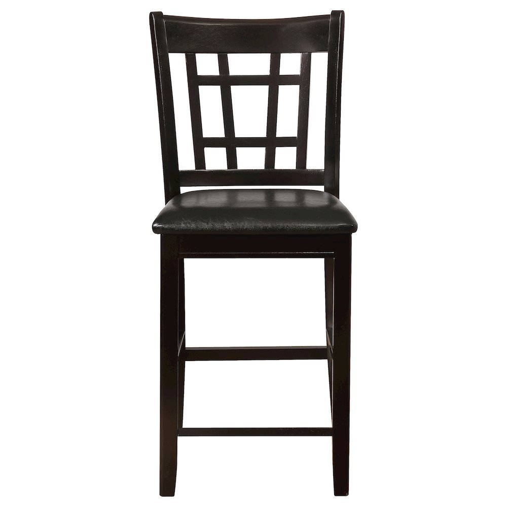 Counter Height Bar Stools Set of 2, Brown Leatherette & Wood Stools. Picture 5