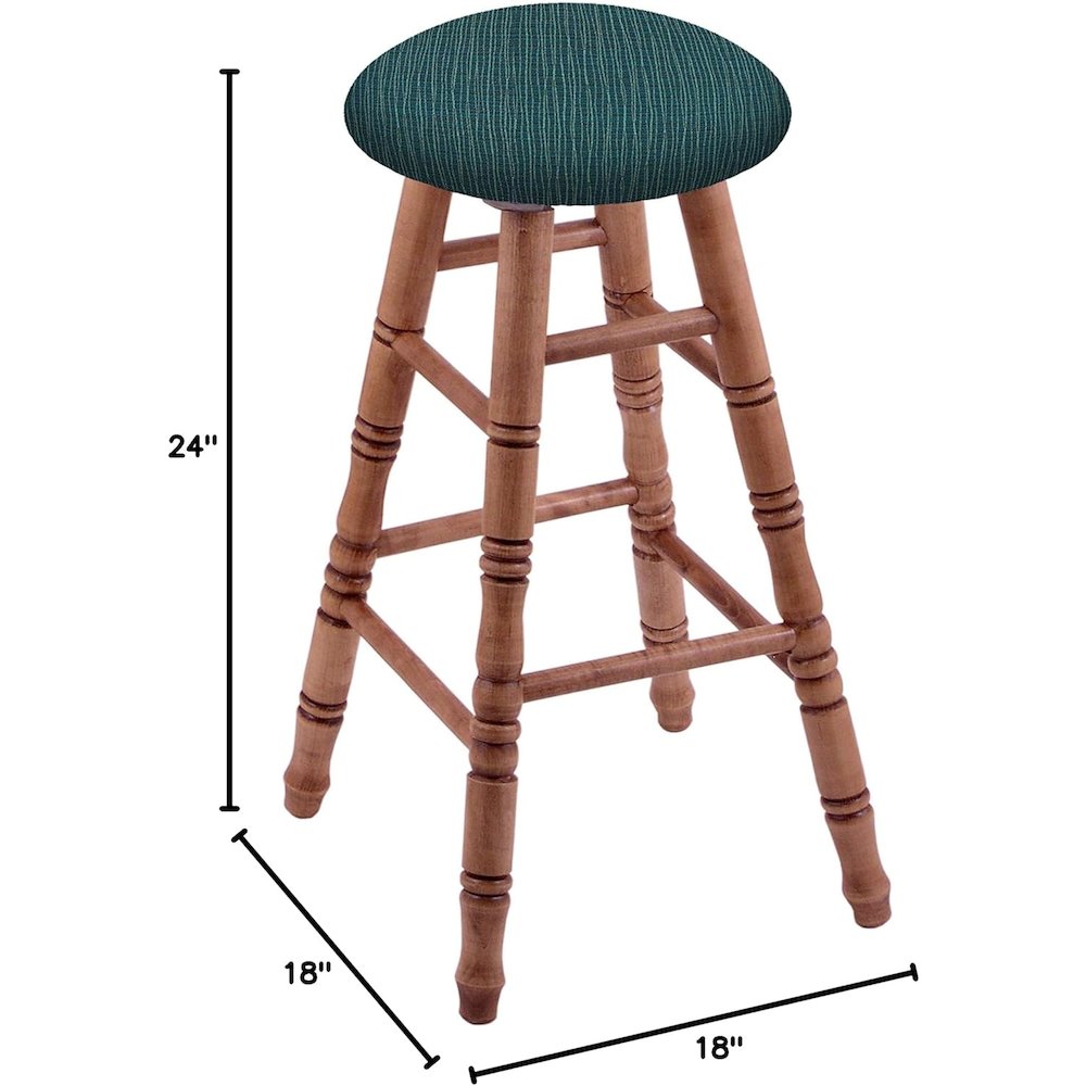 Maple Round Cushion 24" Swivel Counter Stool with Turned Legs, Medium Finish, and Graph Tidal Seat. Picture 2