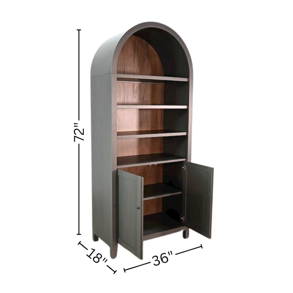 Brown Solid Wood Arched Cabinet with Doors, Hutch Cabinet with Storage. Picture 5