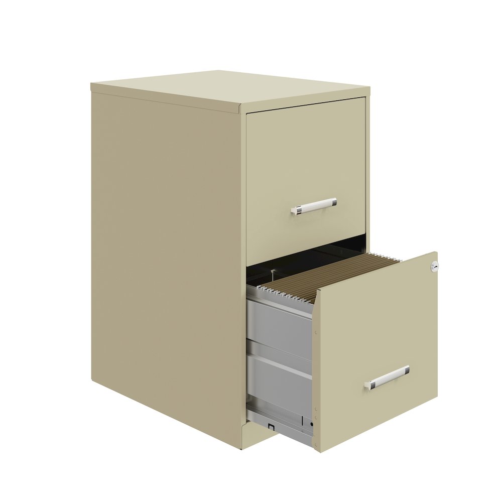 Space Solutions 18" Deep 2 Drawer Letter Width Vertical File Cabinet, Putty. Picture 4