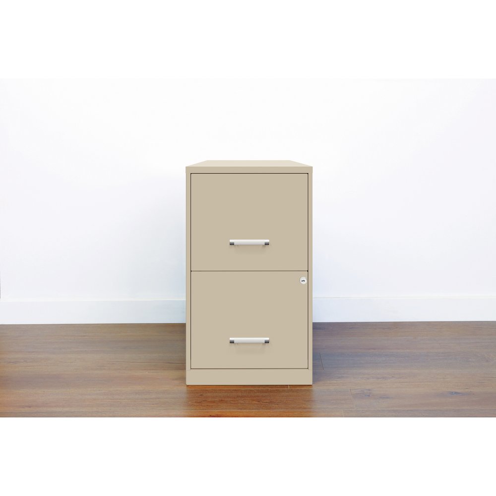 Space Solutions 18" Deep 2 Drawer Letter Width Vertical File Cabinet, Putty. Picture 5