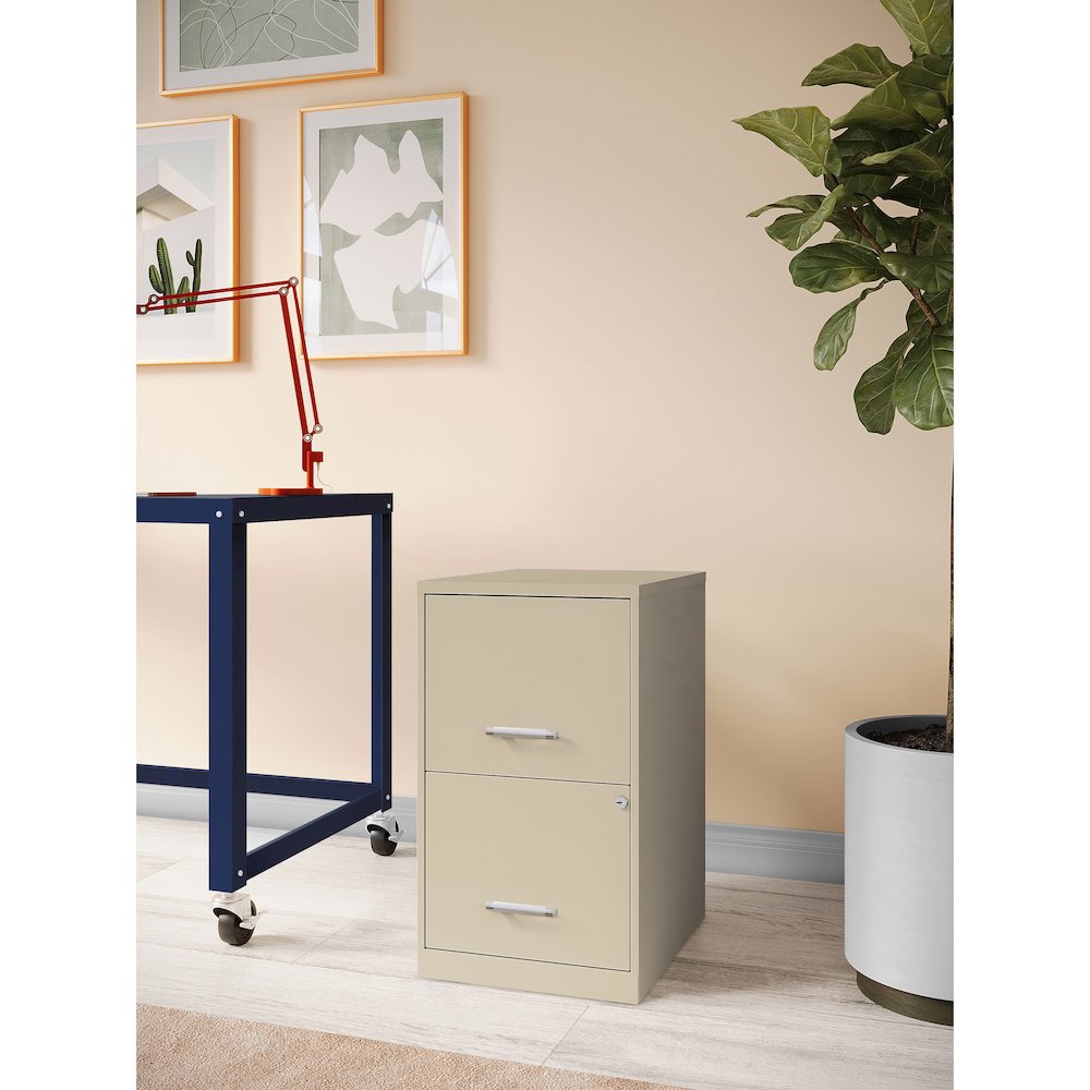 Space Solutions 18" Deep 2 Drawer Letter Width Vertical File Cabinet, Putty. Picture 6