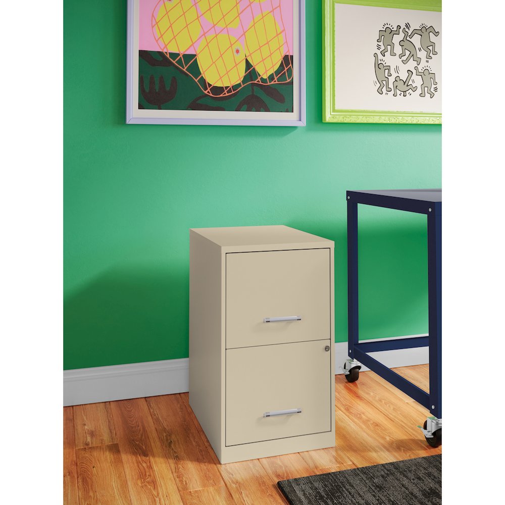 Space Solutions 18" Deep 2 Drawer Letter Width Vertical File Cabinet, Putty. Picture 7