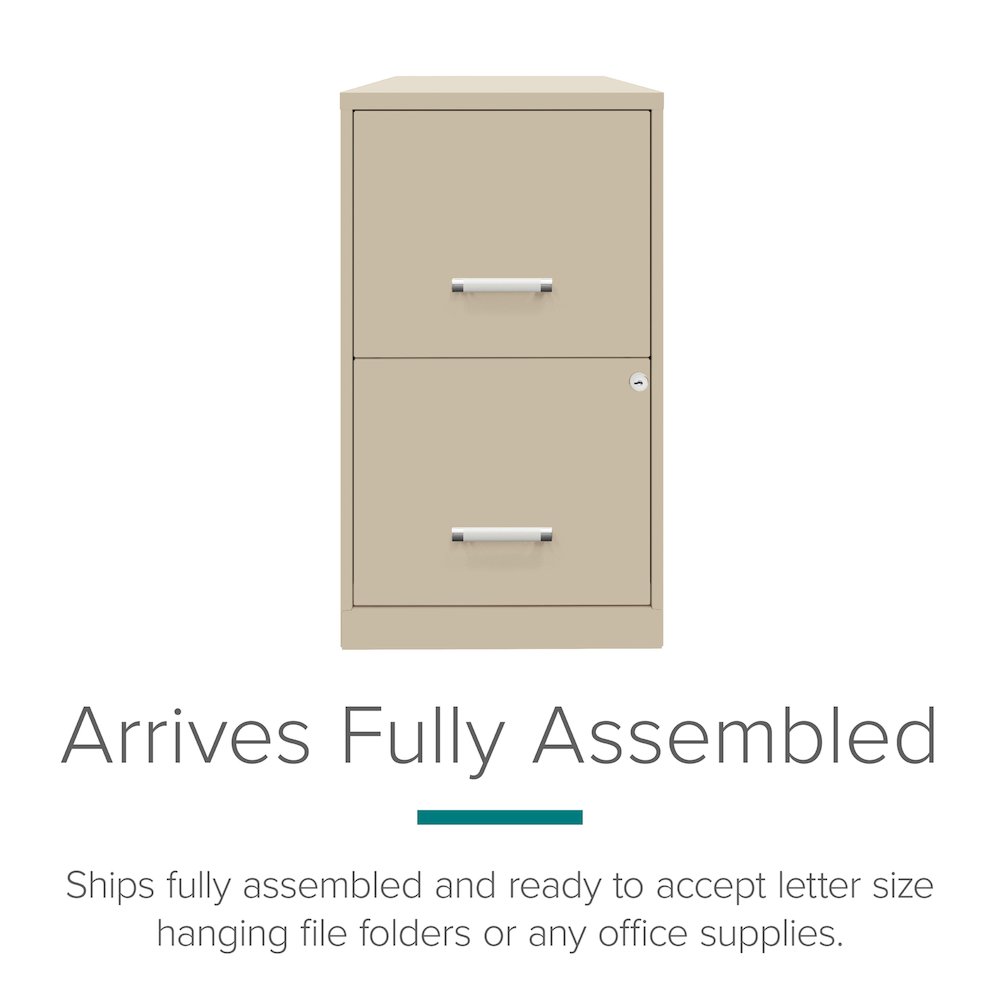 Space Solutions 18" Deep 2 Drawer Letter Width Vertical File Cabinet, Putty. Picture 8