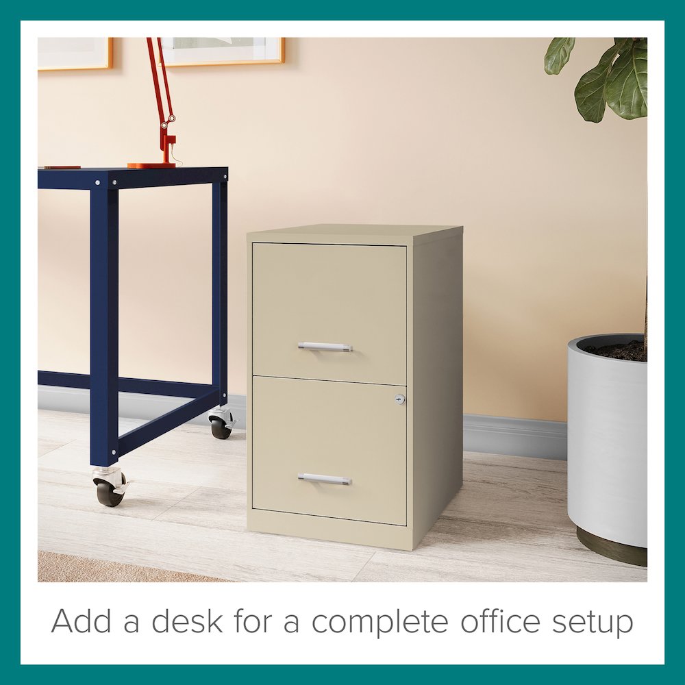 Space Solutions 18" Deep 2 Drawer Letter Width Vertical File Cabinet, Putty. Picture 10