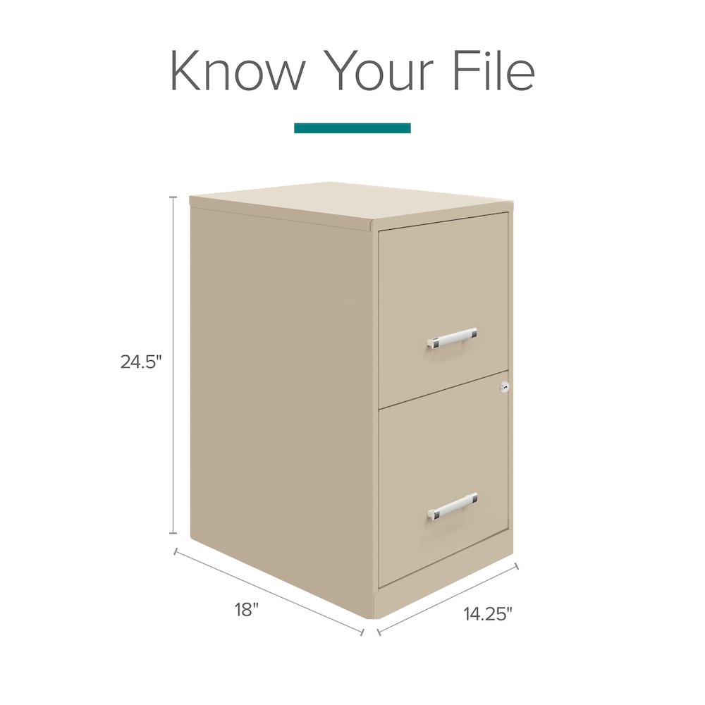 Space Solutions 18" Deep 2 Drawer Letter Width Vertical File Cabinet, Putty. Picture 11
