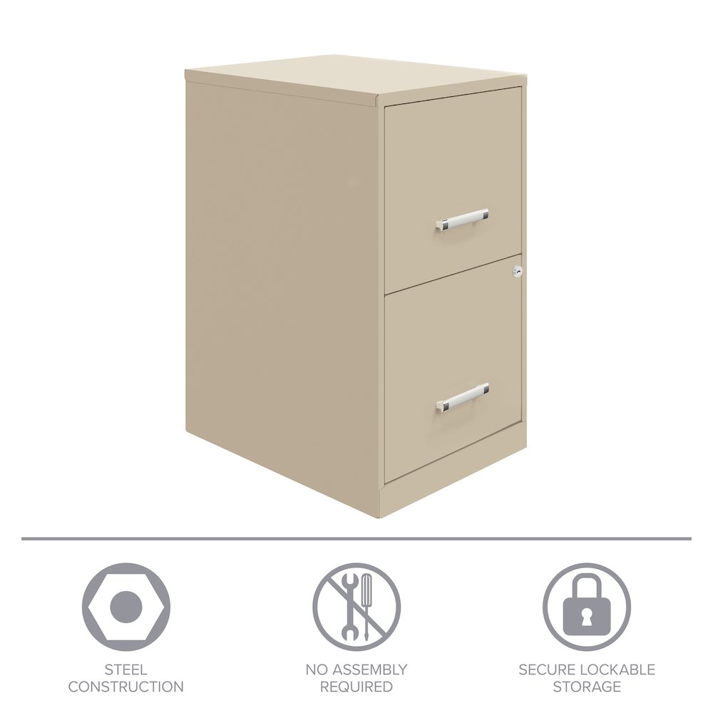 Space Solutions 18" Deep 2 Drawer Letter Width Vertical File Cabinet, Putty. Picture 17