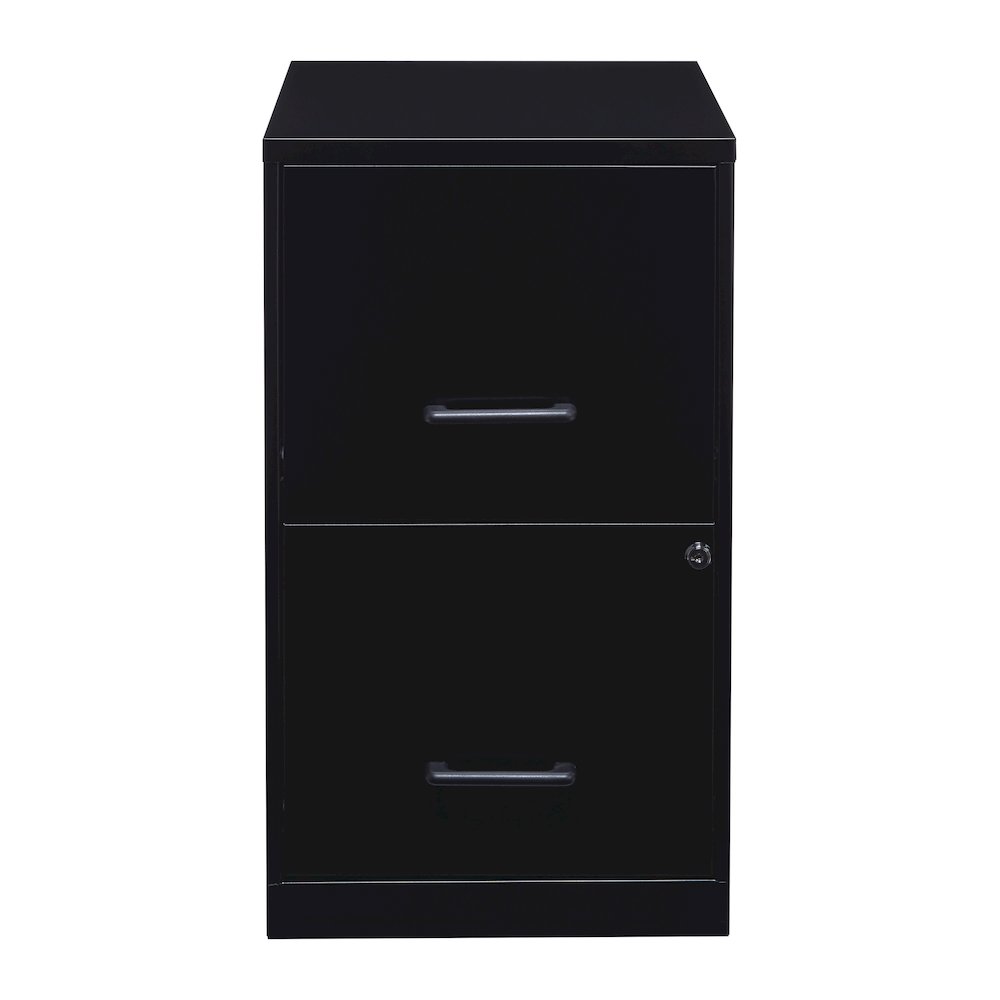 Space Solutions 18" Deep 2 Drawer Letter Width Vertical File Cabinet, Black. Picture 1