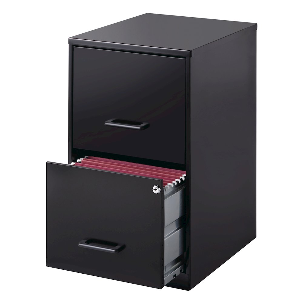 Space Solutions 18" Deep 2 Drawer Letter Width Vertical File Cabinet, Black. Picture 3