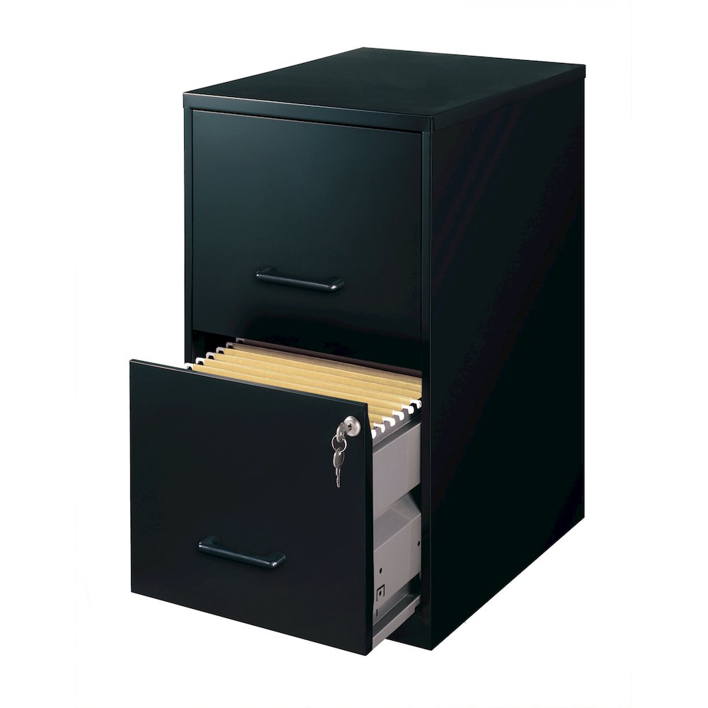 Space Solutions 18" Deep 2 Drawer Letter Width Vertical File Cabinet, Black. Picture 4