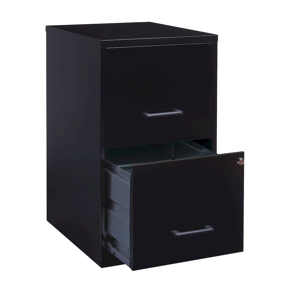 Space Solutions 18" Deep 2 Drawer Letter Width Vertical File Cabinet, Black. Picture 5