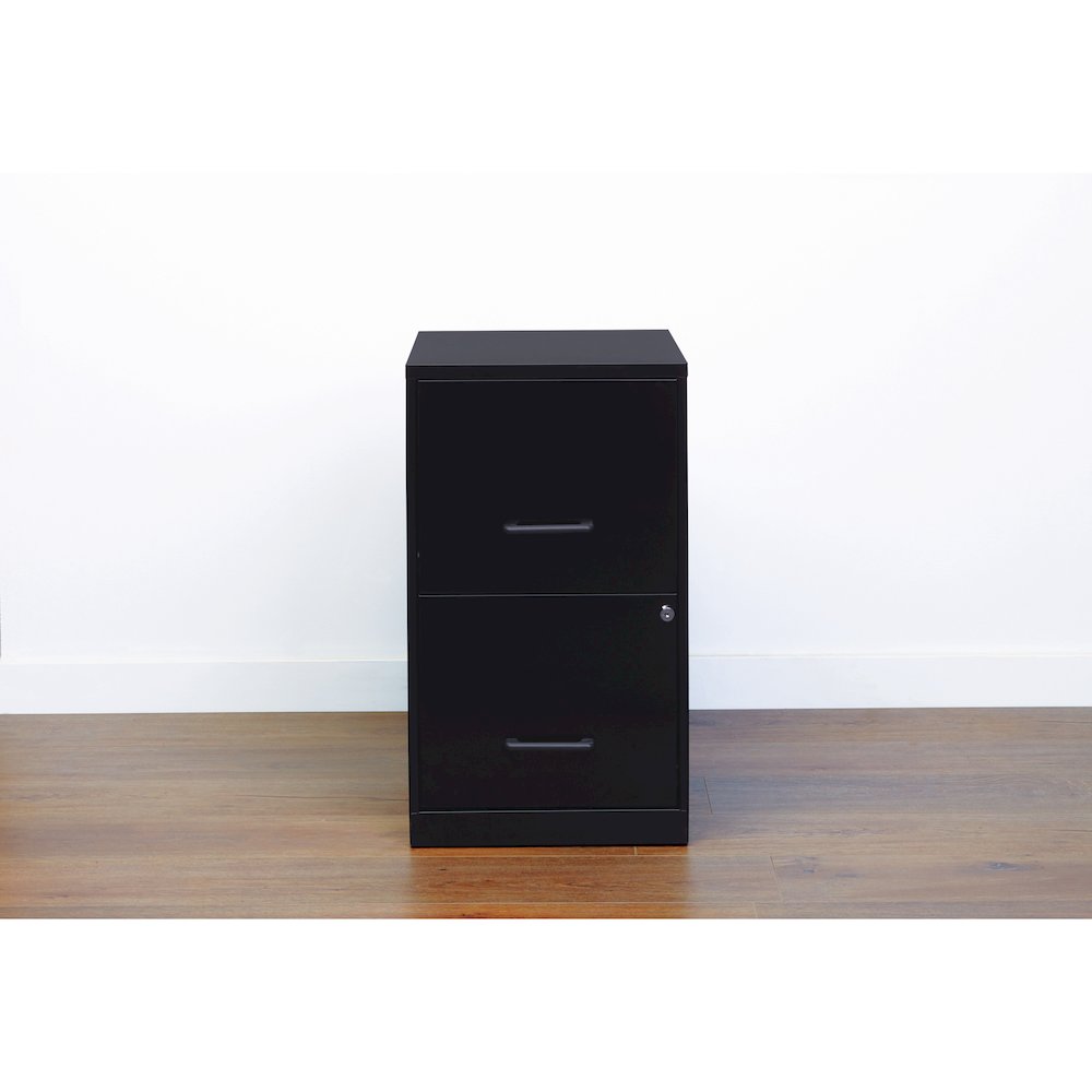 Space Solutions 18" Deep 2 Drawer Letter Width Vertical File Cabinet, Black. Picture 7