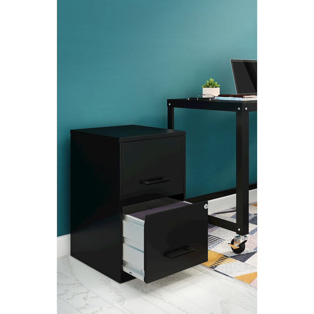 Space Solutions 18" Deep 2 Drawer Letter Width Vertical File Cabinet, Black. Picture 10