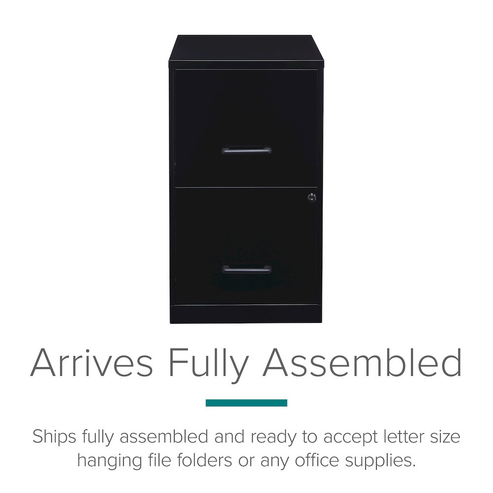 Space Solutions 18" Deep 2 Drawer Letter Width Vertical File Cabinet, Black. Picture 11