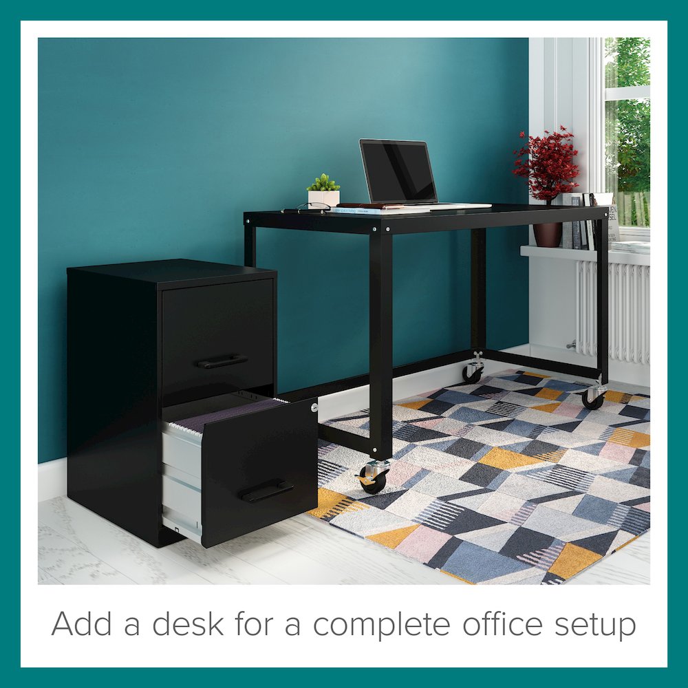 Space Solutions 18" Deep 2 Drawer Letter Width Vertical File Cabinet, Black. Picture 13