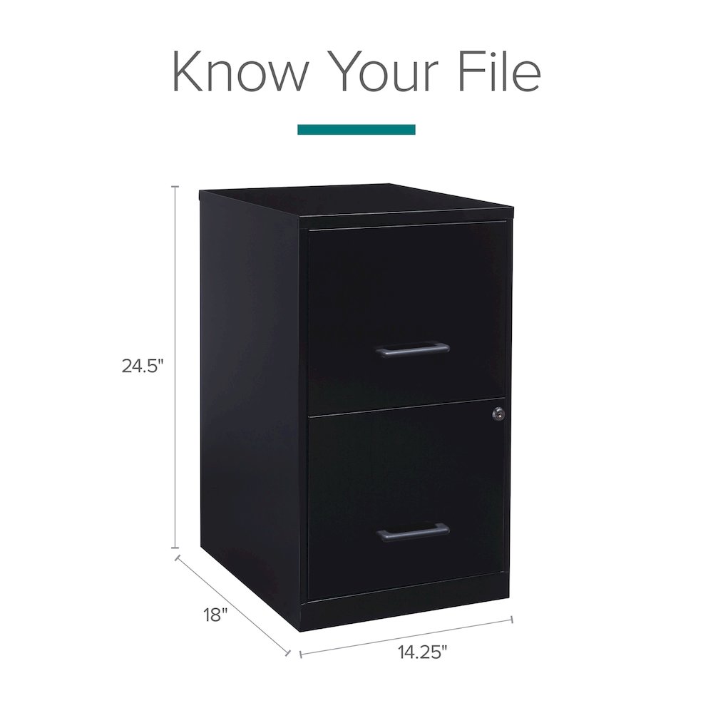 Space Solutions 18" Deep 2 Drawer Letter Width Vertical File Cabinet, Black. Picture 14