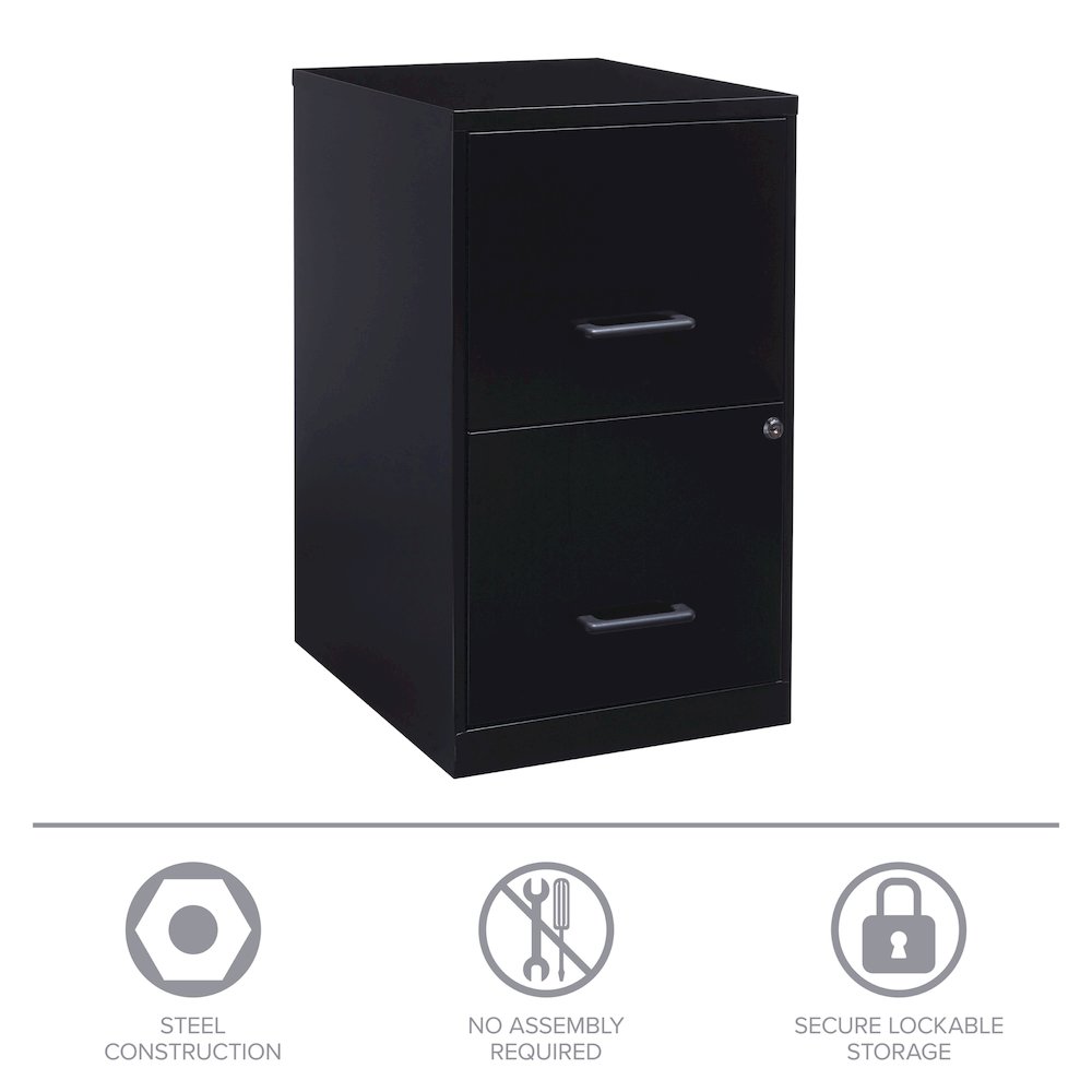 Space Solutions 18" Deep 2 Drawer Letter Width Vertical File Cabinet, Black. Picture 20