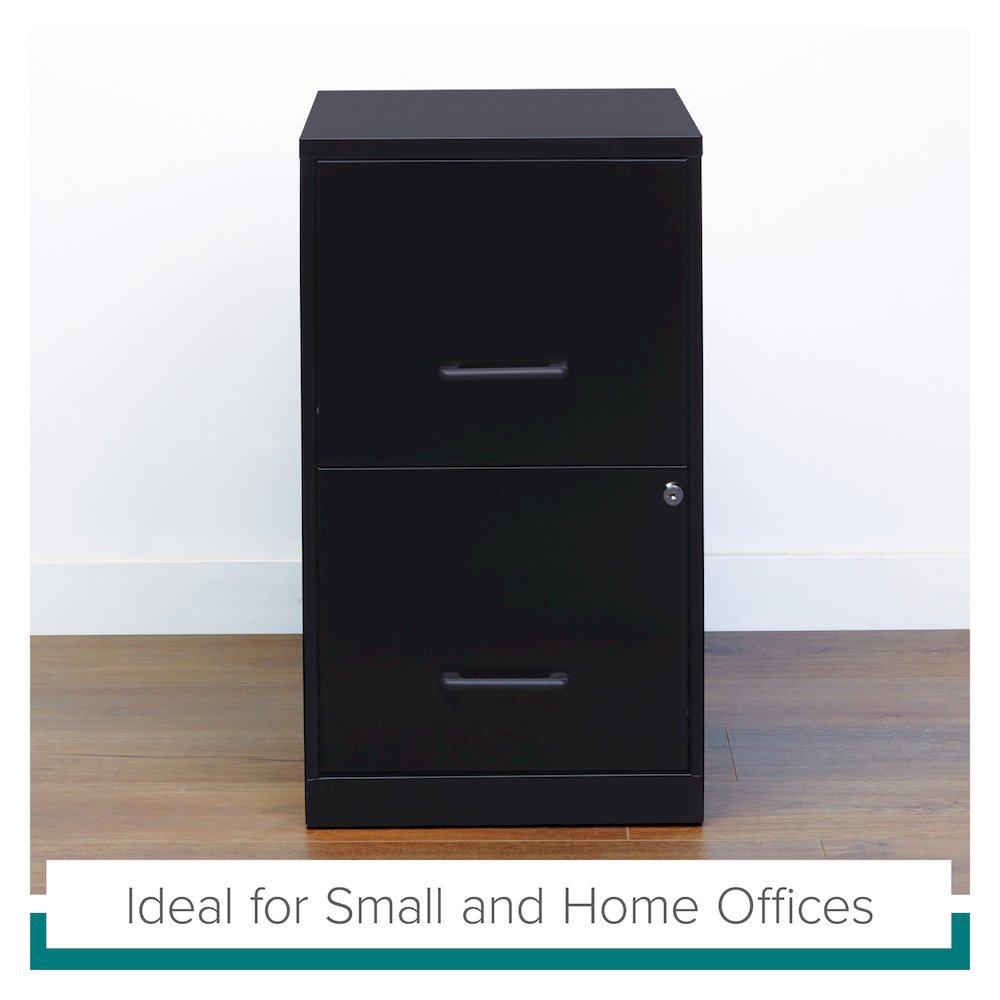 Space Solutions 18" Deep 2 Drawer Letter Width Vertical File Cabinet, Black. Picture 21