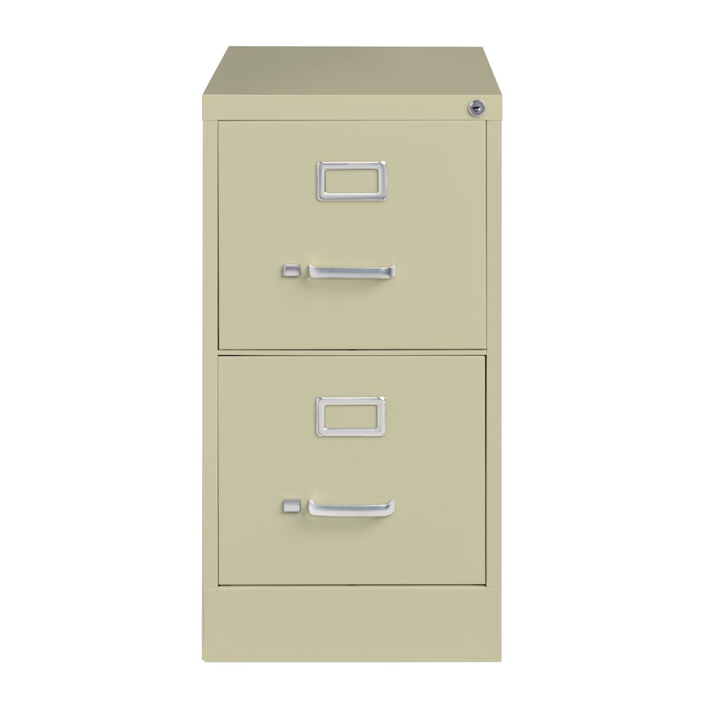 Hirsh 25" Deep 2 Drawer Metal Vertical File Cabinet, Commercial Grade, Putty. Picture 1