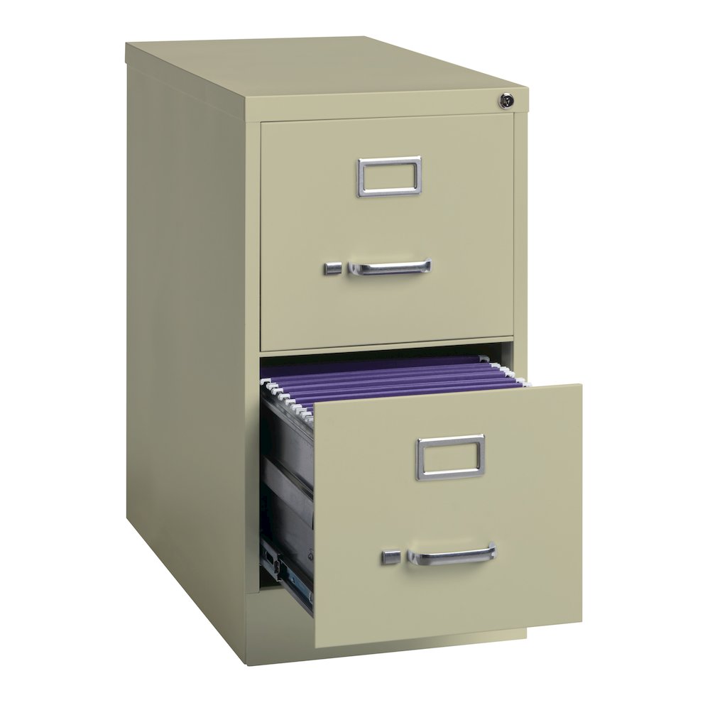 Hirsh 25" Deep 2 Drawer Metal Vertical File Cabinet, Commercial Grade, Putty. Picture 2