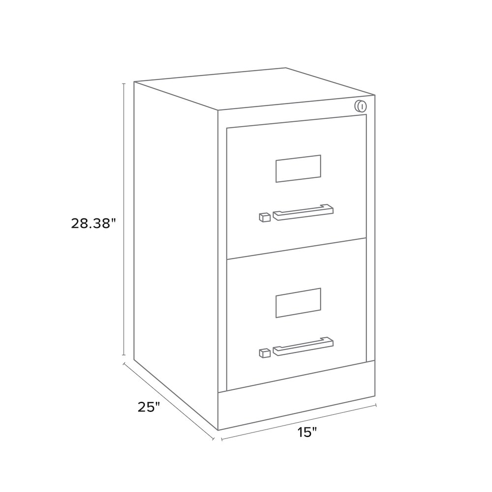 Hirsh 25" Deep 2 Drawer Metal Vertical File Cabinet, Commercial Grade, Putty. Picture 6